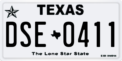 TX license plate DSE0411