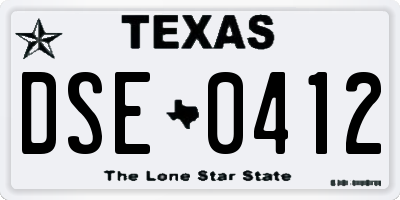 TX license plate DSE0412