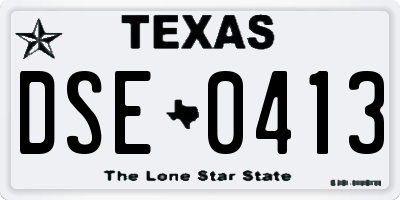 TX license plate DSE0413