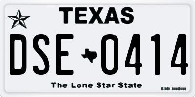 TX license plate DSE0414