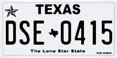 TX license plate DSE0415