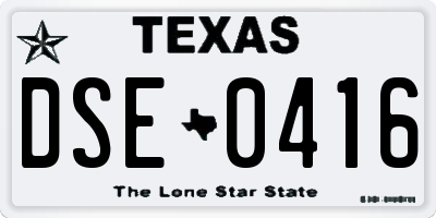 TX license plate DSE0416