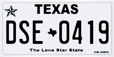 TX license plate DSE0419