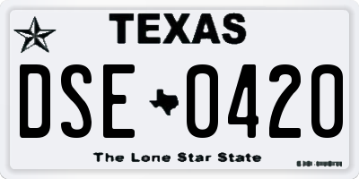 TX license plate DSE0420