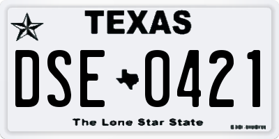 TX license plate DSE0421
