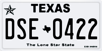 TX license plate DSE0422