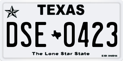 TX license plate DSE0423