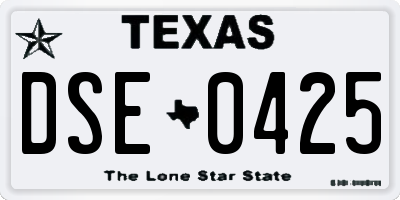 TX license plate DSE0425