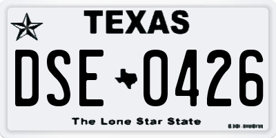 TX license plate DSE0426