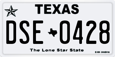 TX license plate DSE0428