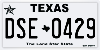 TX license plate DSE0429