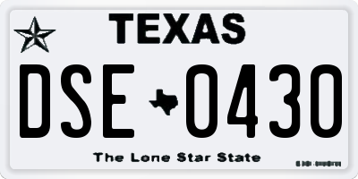 TX license plate DSE0430
