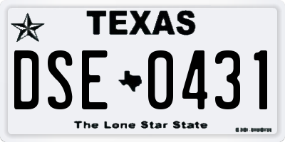 TX license plate DSE0431