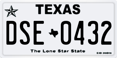 TX license plate DSE0432