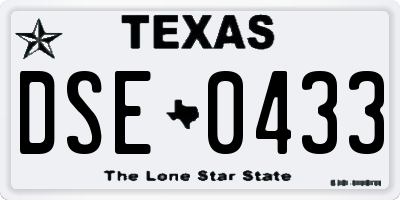 TX license plate DSE0433