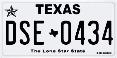 TX license plate DSE0434