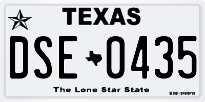 TX license plate DSE0435