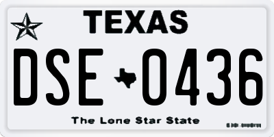 TX license plate DSE0436