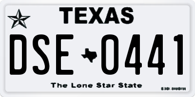 TX license plate DSE0441