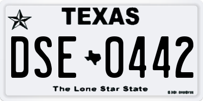 TX license plate DSE0442