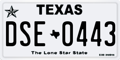 TX license plate DSE0443