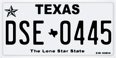 TX license plate DSE0445