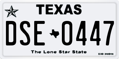 TX license plate DSE0447