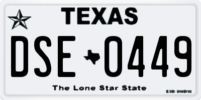 TX license plate DSE0449