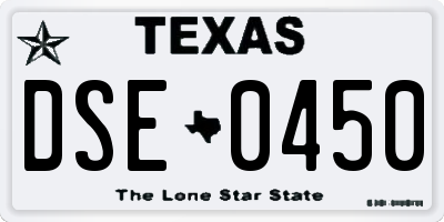 TX license plate DSE0450