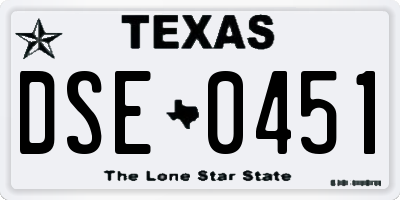 TX license plate DSE0451