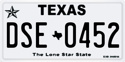 TX license plate DSE0452