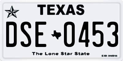 TX license plate DSE0453