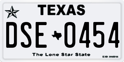 TX license plate DSE0454