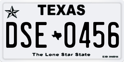 TX license plate DSE0456