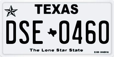 TX license plate DSE0460