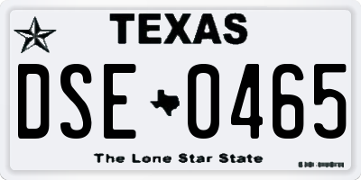 TX license plate DSE0465