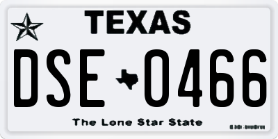 TX license plate DSE0466