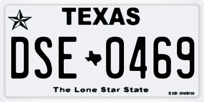 TX license plate DSE0469
