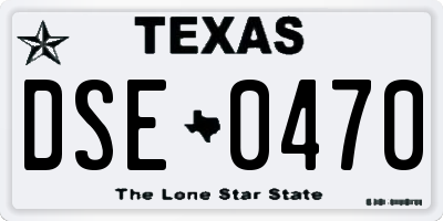 TX license plate DSE0470