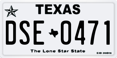 TX license plate DSE0471