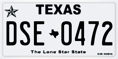 TX license plate DSE0472