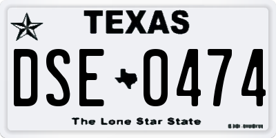 TX license plate DSE0474