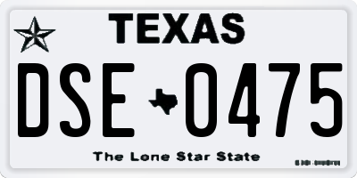 TX license plate DSE0475