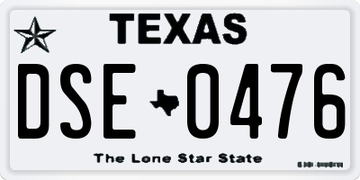 TX license plate DSE0476