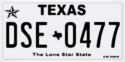 TX license plate DSE0477