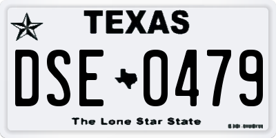 TX license plate DSE0479