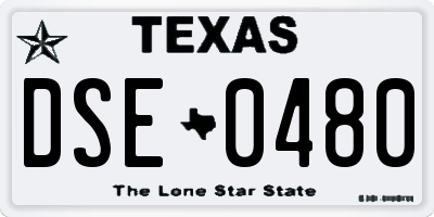TX license plate DSE0480