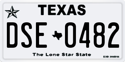 TX license plate DSE0482