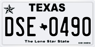 TX license plate DSE0490
