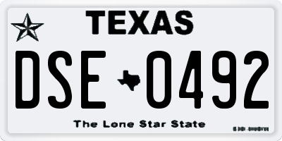 TX license plate DSE0492